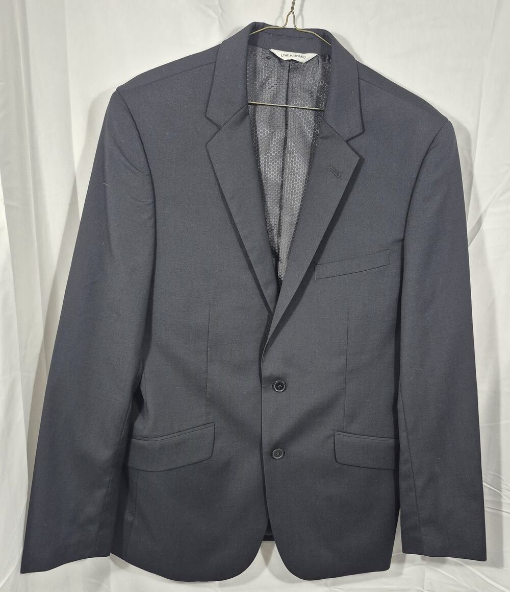 LINEA UOMO Mens Black Wool Stretch Suit Jacket Blazer 41R Regular Formal Work